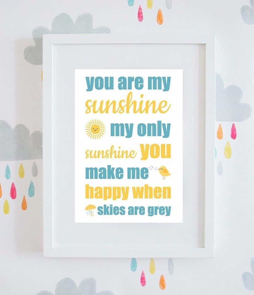 You Are My Sunshine' Lyrics Wall Art – Rosa Loves Rainbows